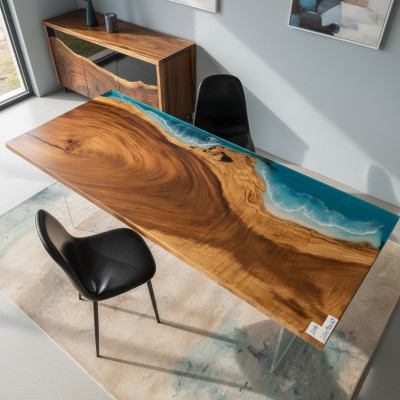Tafel eettafel tafels hars epoxy massief ontwerp meubels 221x91 echt