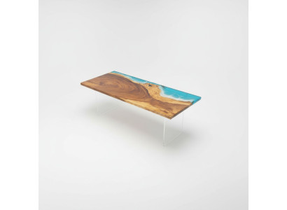 Tafel eettafel tafels hars epoxy massief ontwerp meubels 221x91 echt