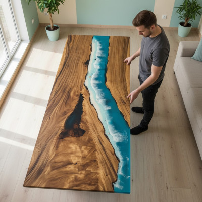 Moderne Tafels Eettafel Ontwerp Tafel Hars Zee Rivier Meubilair 240x90