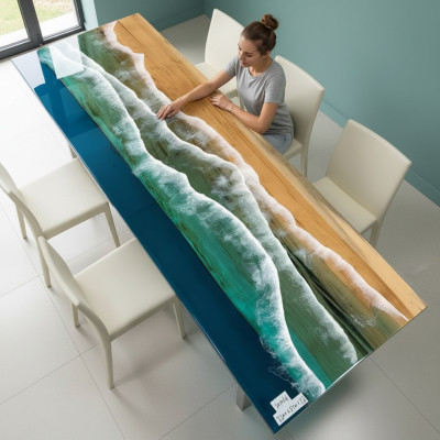 Eettafel Ontwerp Tafel Moderne Tafels Zee Oceaan Rivier Epoxyhars