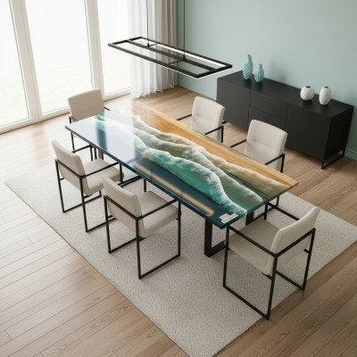 Eettafel Ontwerp Tafel Moderne Tafels Zee Oceaan Rivier Epoxyhars