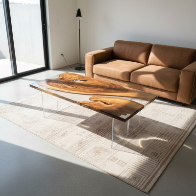 Eettafel Epoxyhars Echt hout Massieve meubels Waterval Epoxytafel