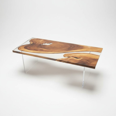 Eettafel Epoxyhars Echt hout Massieve meubels Waterval Epoxytafel