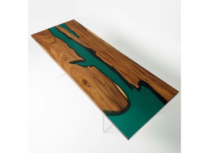 Epoxihars eettafel echt hout massief meubels waterval decor epoxy tafel