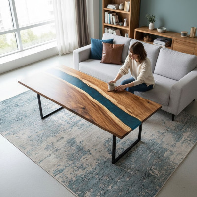 Esstisch Tafel Epoxyhars Nieuw Tafels 201x81 Riviertafel Echt Hout