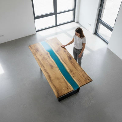 Echt hout waterval tafel epoxyhars tafels eettafel epoxy massief.