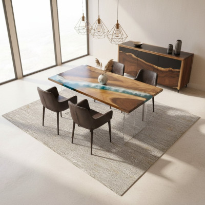 Tafels Eettafel Design Tafel Moderne Zee Rivier Meubels 161x81 Epoxy