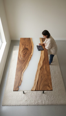 Epoxihars eettafel echt hout decor massief meubilair waterval epoxy tafel