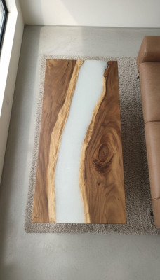 Epoxihars eettafel echt hout decor massief meubilair waterval epoxy tafel