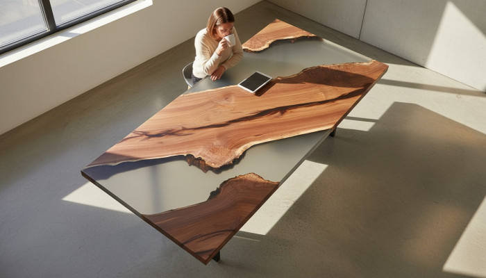 Eettafel River Table Echt Hout Riviertafel Massief Decoratie Epoxyhars Tafels