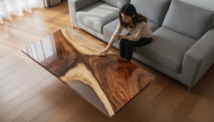 Eettafel Zee Water Rivier Echt hout Riviertafel 180x80 Tafels Epoxyhars Nieuw