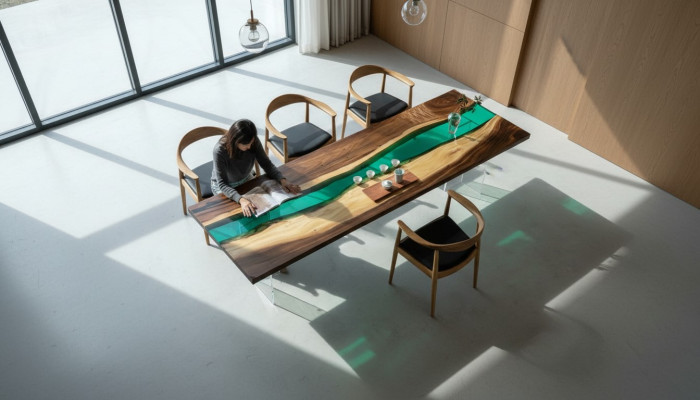 Epoxyhars Eettafel River Table Echt Hout Massieve Tafels 220x90