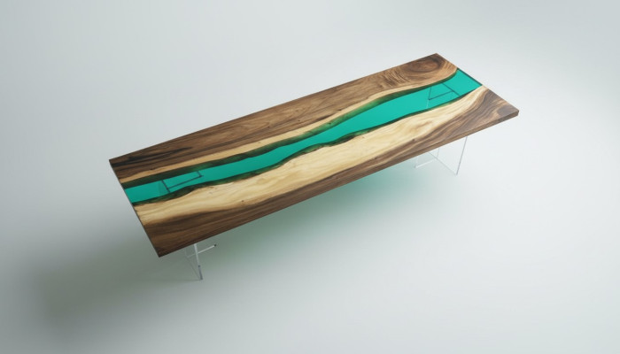 Epoxyhars Eettafel River Table Echt Hout Massieve Tafels 220x90