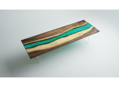 Epoxyhars Eettafel River Table Echt Hout Massieve Tafels 220x90