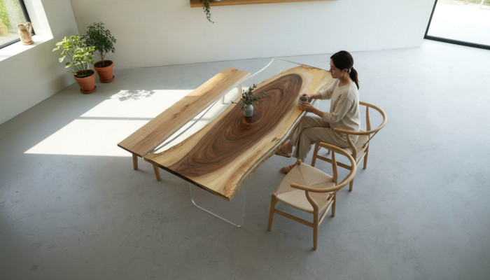 Eettafel Zee Water Rivier Echt Hout Riviertafel 220x90 Tafels
