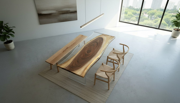 Eettafel Zee Water Rivier Echt Hout Riviertafel 220x90 Tafels