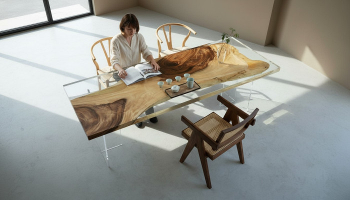 Epoxihars Eettafel Riviertafel Massief Tafels 200x90 Riviertafel Nieuw