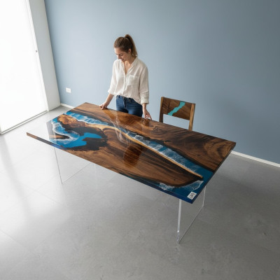 Esstisch River Table Tisch Holz Flusstisch 180x90 Massive Tische  Eettafel River Table Tafel Hout Riviertafel 180x90 Massieve Tafels
