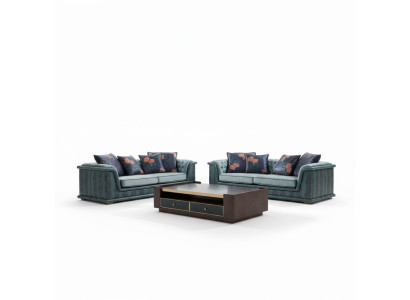Driepersoonsbank Gestoffeerd Designbank Moderne 3-zitsbank Woonkamermeubels Blauwe Zitting