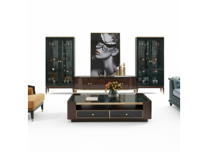 Ontwerp woonwand dressoir 2x vitrine RTV lowboard dressoir 3-delige set.