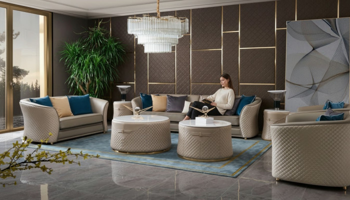 Sofa set 4-zits leren bank bank woonlandschap set ontwerp