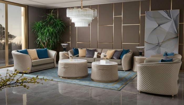 Sofa set 4-zits leren bank bank woonlandschap set ontwerp