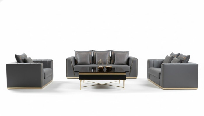 Sofagroep 3-zits set Design Bankstellen Beklede Banken Leder Decoratie Relax