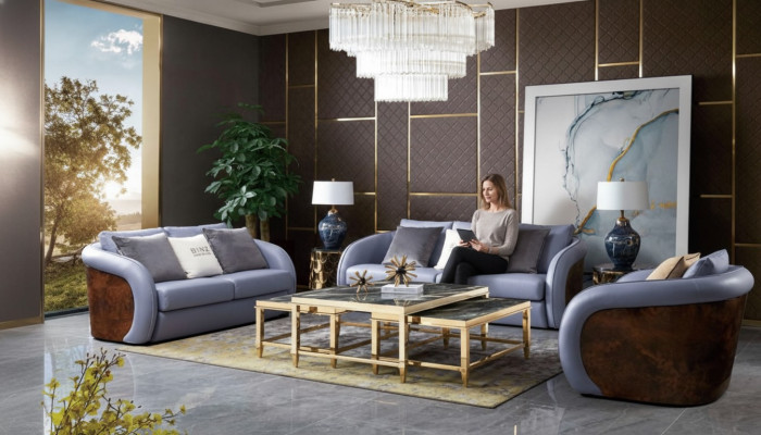 Luxe woonkamer meubels bankstel leren bank bankstel set ontwerp