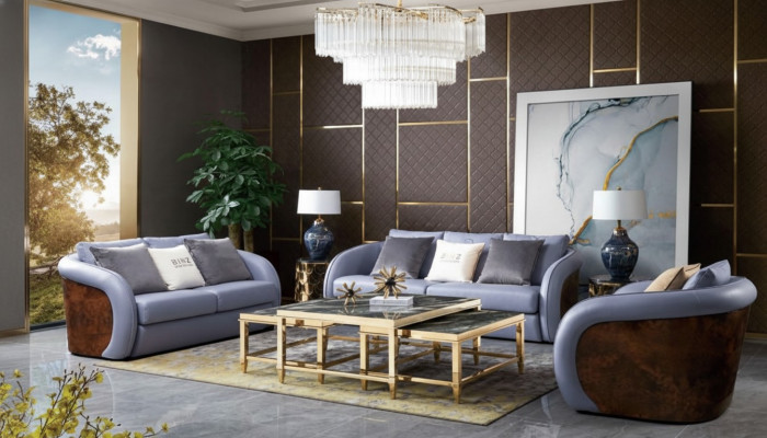 Luxe woonkamer meubels bankstel leren bank bankstel set ontwerp