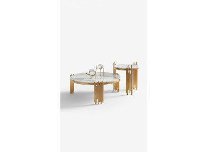 Zet 2x salontafel koffietafel bijzettafel designer decoratie woonkamertafel