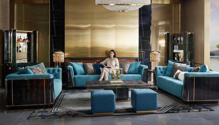 Driepersoons bank Bank gestoffeerde bank 3-zits textiel banken stof luxe meubels