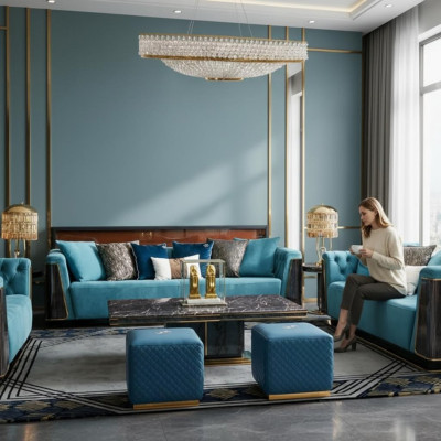 Grote xxl luxus bank bank bekleding zithoek 4-zitter banken Sofa's Stof Nieuw