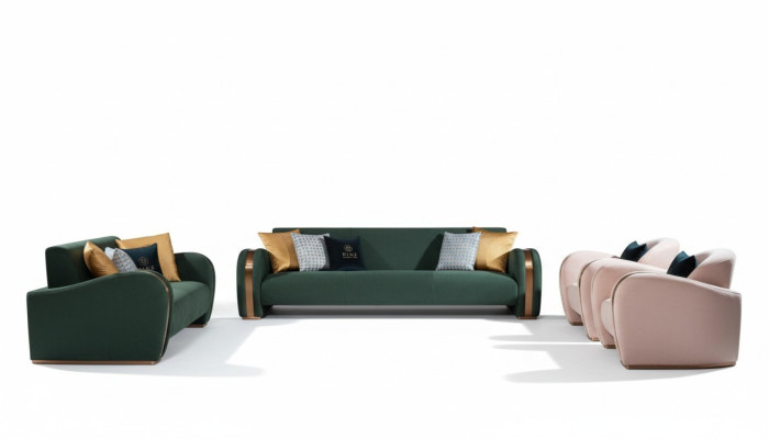 Luxe bankstel 4-delige set bankstel leren bank gestoffeerde Chesterfield bankstellen