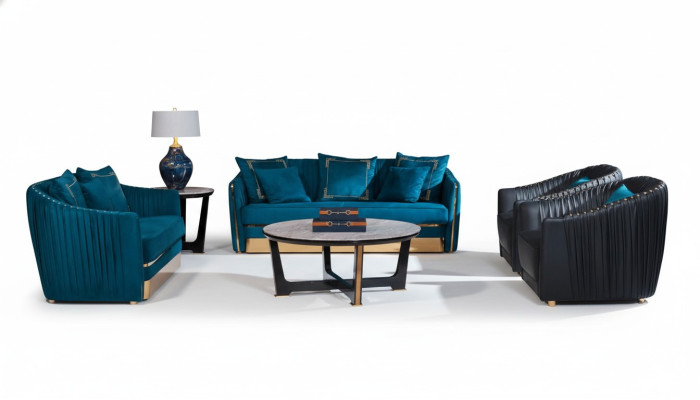Sofagroep 5-delig set bank zitbank salontafel bank modern bankstellen leren bank