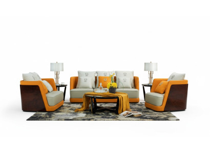 Woonlandschap Bank Beklede Bankstel 3 Zits Bank Tafel 4-delige Set