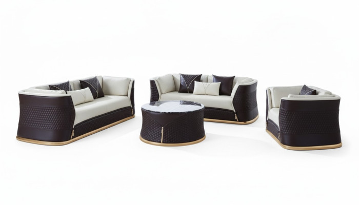 Set van 3-zitsbank 2x bijzettafel woonkamer bank bank 6-delig