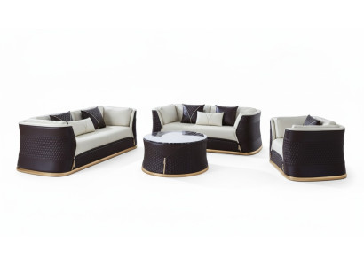 Set van 3-zitsbank 2x bijzettafel woonkamer bank bank 6-delig