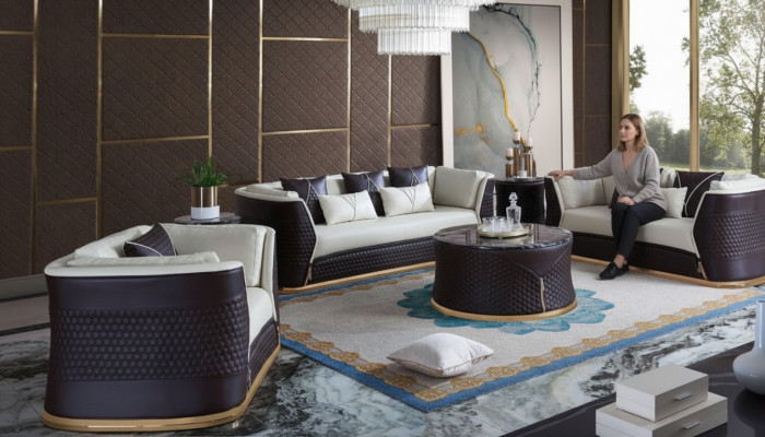 Bankstel 3-zits set design bank gestoffeerd banken modern luxe nieuw