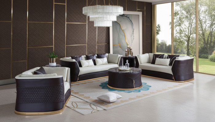 Bankstel 3-zits set design bank gestoffeerd banken modern luxe nieuw