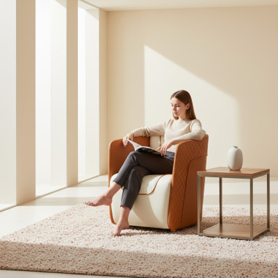 Fauteuil Ontwerp Bank Bank Ontspannen Leer Decoratie Lounge Club Bekleding Zitter Luxe