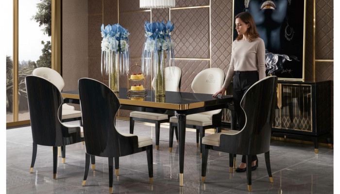 Complete eetkamerset tafel 6x armstoelen luxe eetgroep