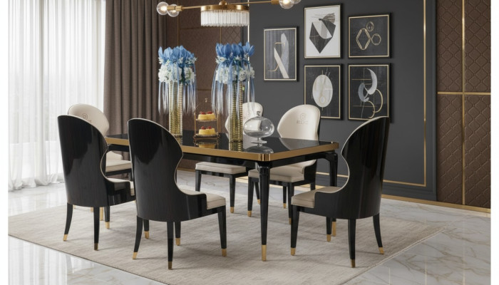 Complete eetkamerset tafel 6x armstoelen luxe eetgroep