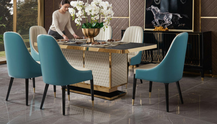 Eettafel Ontwerp Tafel Roestvrij Staal Moderne Eetkamer Woonkamer Keuken
