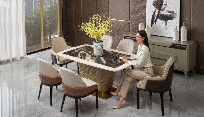 Complete eetkamer set tafel 4x armstoelen stoelen luxe eetgroep