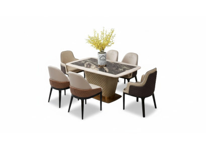 Complete eetkamer set tafel 4x armstoelen stoelen luxe eetgroep