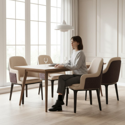 Stoelset Zitkussen Set Eetkamerstoelen Modern Lederen Hout