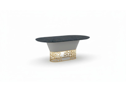 Luxe designer roestvrijstalen metalen eettafel tafels woonkamer marmer design.