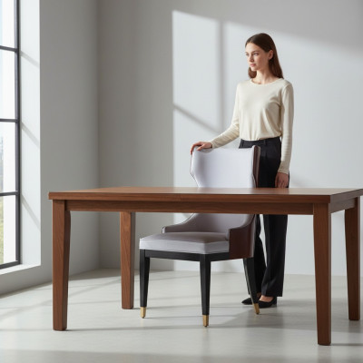Eetkamer 1x Stoel Stoelen Bekleding Hout Modern Ontwerper Leuning Zitting Fauteuil