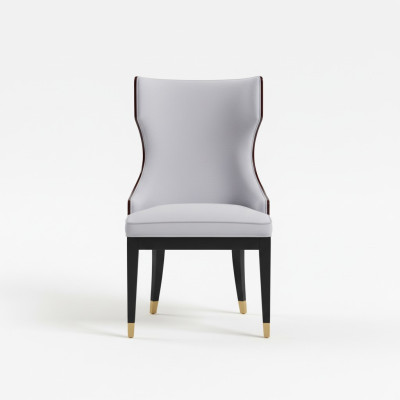 Eetkamer 1x Stoel Stoelen Bekleding Hout Modern Ontwerper Leuning Zitting Fauteuil