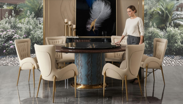 Ontwerp Ronde Tafel 6x Stoelen Eetkamerstoelen Zitkussen Set Ronde